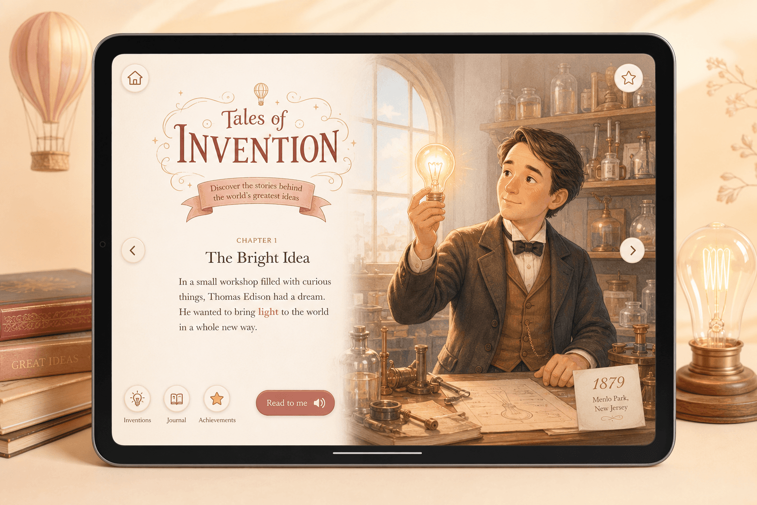 Tales of Invention app mockup